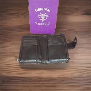 Vintage Original Old Florence Leather Wallet Bifold Folglio Credit Cards Mundi